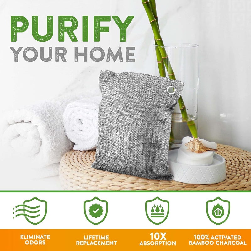 BASIC CONCEPTS Charcoal Odor Absorber for Strong Odor (Large, 12 Pack, 100g each), Perfect for Smelly Shoes, Bamboo Charcoal Air Purifying Bag, Activated Charcoal Odor Absorber for Closet, Shoe, Car, Odor Deodorizer - Image 2